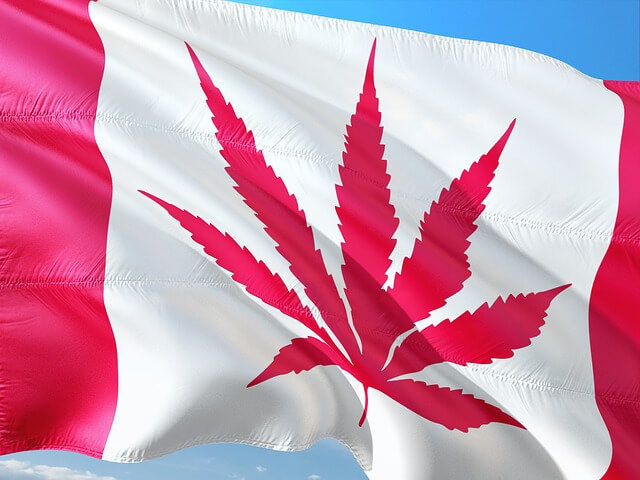 Kanada Cannabis Legalisierung Kanadische Flagge im Stil der Cannabis Legalisierung